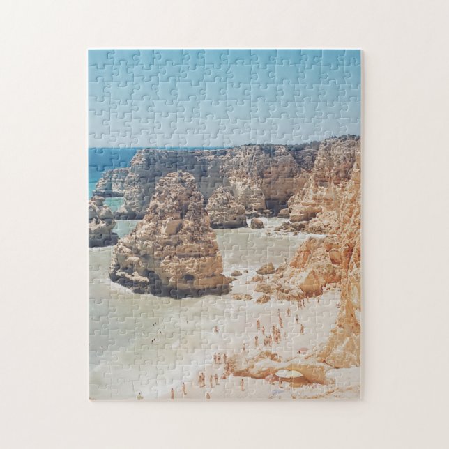 Vintage Ocean Beach Portugal Cliffs Coves Photo Pussel (Vertikal)