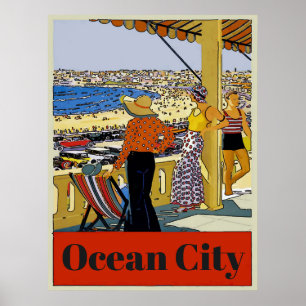 Vintage Ocean City, redigera text, Poster