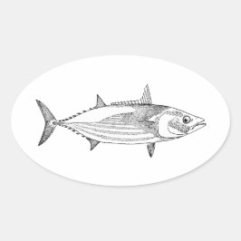 Vintage Ocean Fish Art - Skipjack Tuna Ovalt Klistermärke