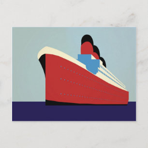 Vintage Ocean Liner Cruise Illustration Vykort