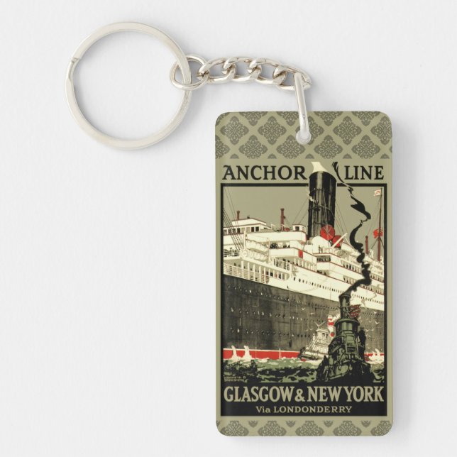 VINTAGE OCEAN LINER TRAVEL NYCKELRING (Framsidan)