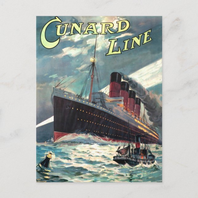 VINTAGE OCEAN LINER TRAVEL POSTCARD VYKORT (Framsida)