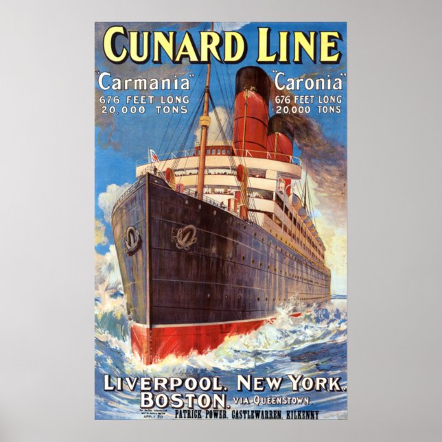 VINTAGE OCEAN LINER TRAVEL POSTER (Framsidan)