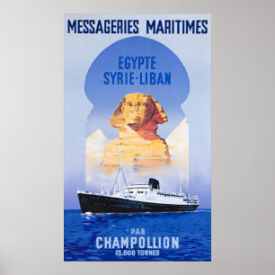 VINTAGE OCEAN LINER TRAVEL POSTER