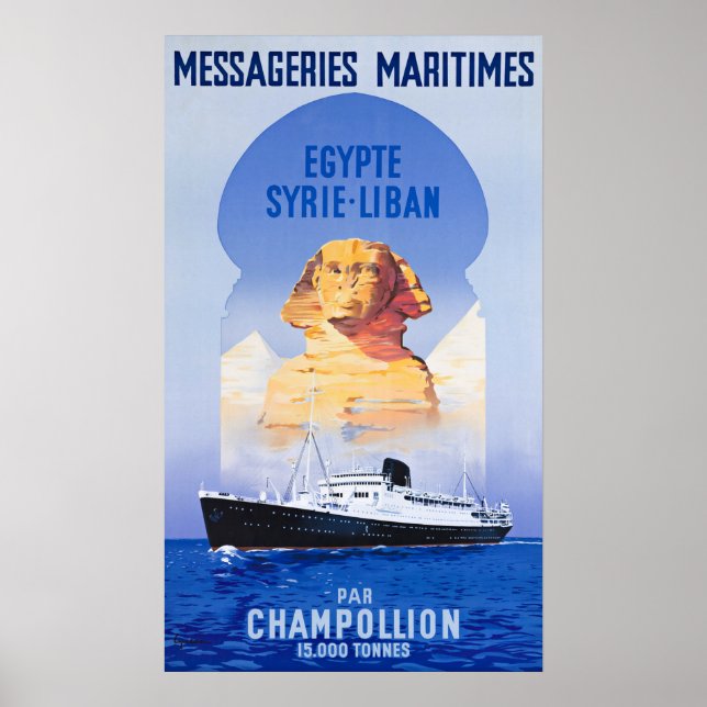 VINTAGE OCEAN LINER TRAVEL POSTER (Framsidan)
