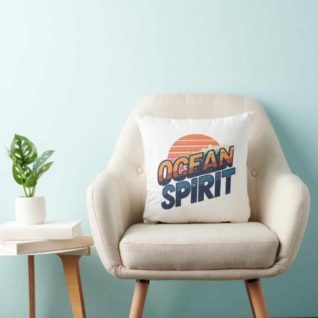 Vintage "Ocean Spirit" Beach Vibe Kudde (Stol)
