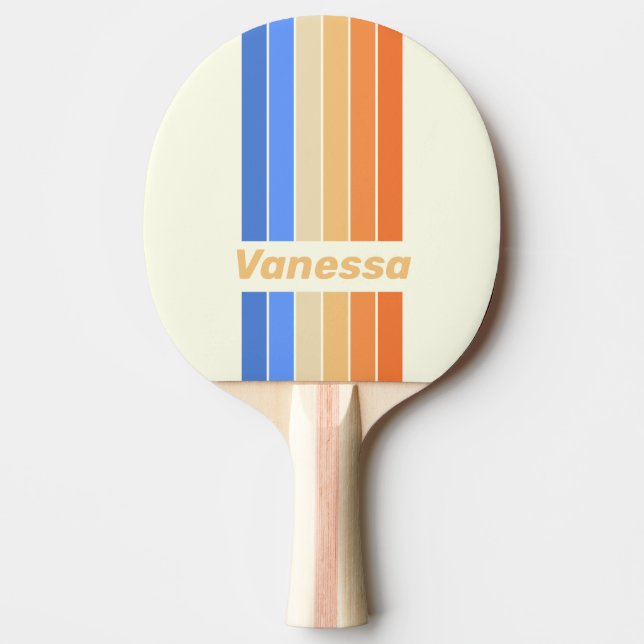 Vintage Ocean Sun Pin Ränder med Namn Pingisracket (Framsidan)