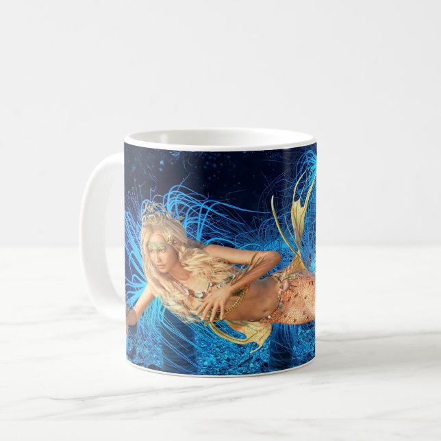 Vintage Oceanen Sjöjungfru Kaffemugg (Framsida vänster)