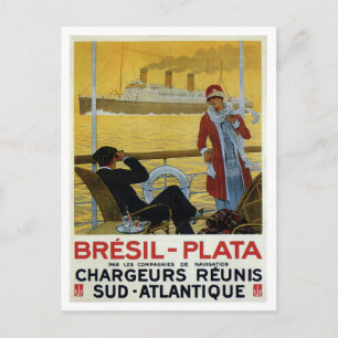 Vintage oceanliner till Brasilien Plata och poster Vykort