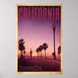 Vintage Oceanside Pier Travel Poster
