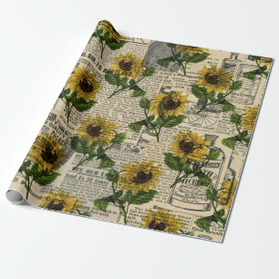 Vintage och blommor presentpapper