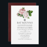 Vintage  och Burgundisk Blommigt Bat mitzvah Inbjudningar<br><div class="desc">Vintage  rosa och burgundy-marsala ro bat mitzvah inbjudan designad att snabbt och enkelt anpassas till dina händelsespecifikationer.</div>