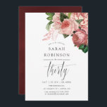 Vintage  och Burgundy 30års födelsedag Party Inbjudningar<br><div class="desc">Vintage chic  rosa och burgundy ro 30års födelsedag-inbjudan med designad för att snabbt och enkelt kunna anpassas till dina händelsespecifikationer.</div>