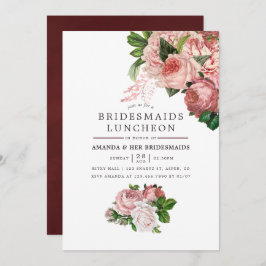 Vintage  och Burgundy Bridesmaids Luncheon Inbjudningar