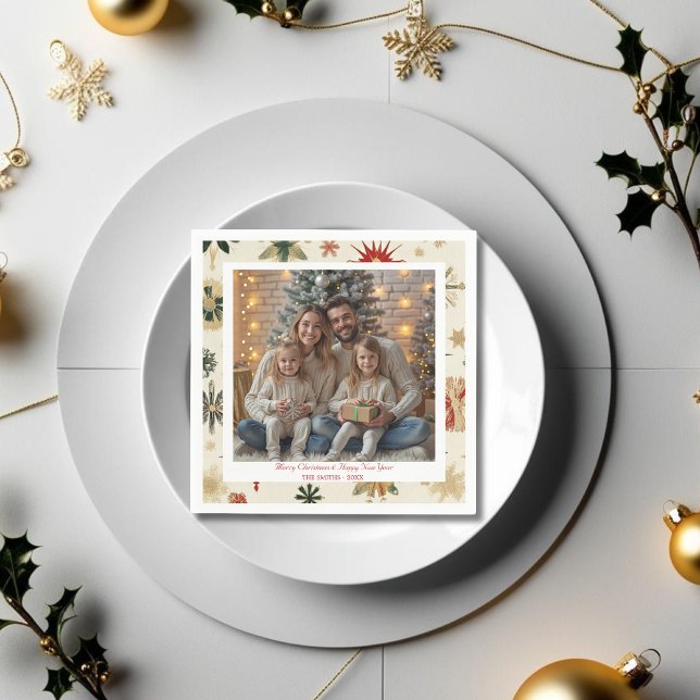 Vintage och det moderna Guld Snöflingor Pappersservett (Vintage and Modern Gold Snowflakes Napkins)