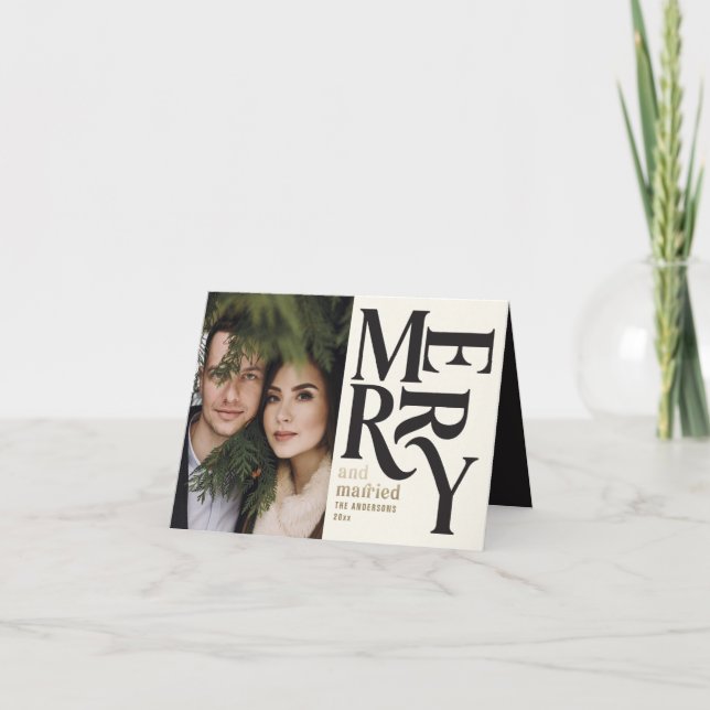 Vintage och gift julfoto bröllop meddelande (Framsida)