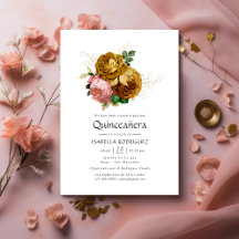 Vintage  och Guld Blommigt Quinceañera