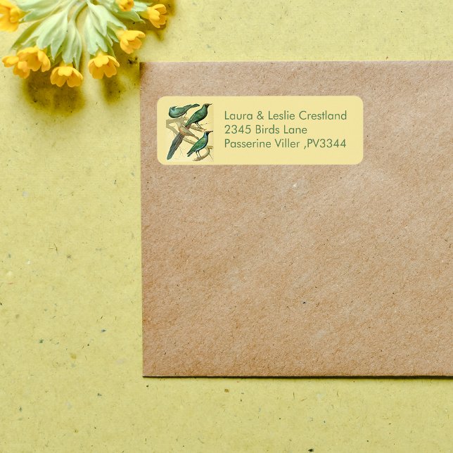 vintage och mynah-fåglar returadress etikett (Skapare uppladdad)