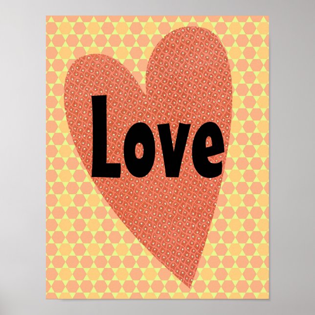Vintage och Retro Heart Kärlek Art Poster (Framsidan)