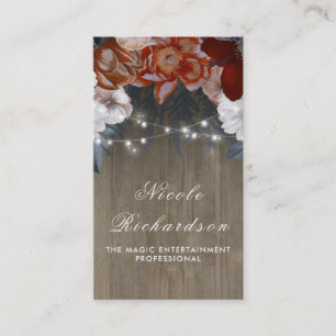 Vintage och Rustic Plum och Burgundy Blommigt Boho Visitkort