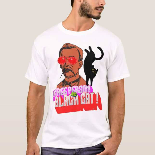 vintage och svart katt t shirt (Framsida)