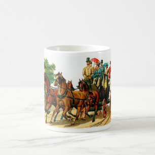 Vintage och transport av hästar kaffemugg
