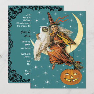 Vintage och Uggla vid Måne Inbjudningar