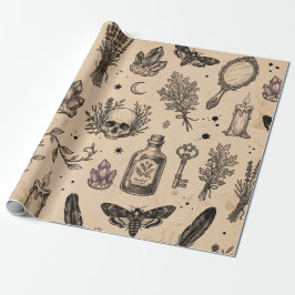 Vintage Ockult Apotekars Skalle & Moth Presentpapper