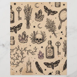 Vintage ockult kalle och fjäril Scrapbookpapper