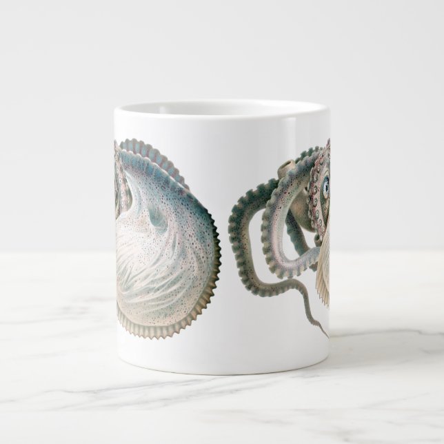 Vintage Octopus Argonaut, marina levande djur Jumbo Mugg (Framsidan)