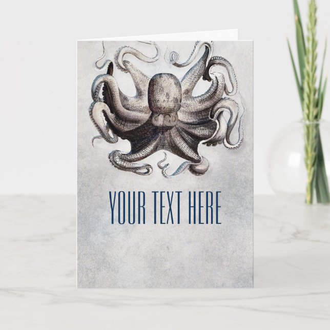 Vintage Octopus Beach Nautilus Välkomstbrev Faltko Kort (Framsida)