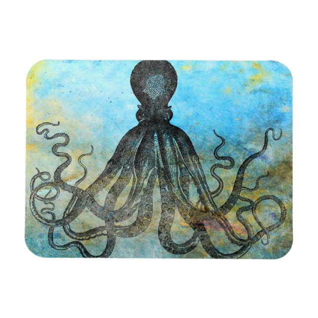 Vintage Octopus Collage Magnet (Horisontell)