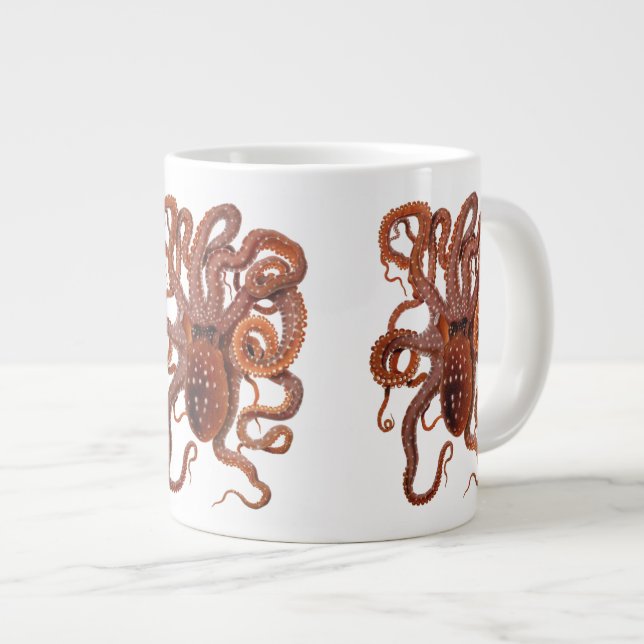 Vintage Octopus Macropus, marina vattenlevande dju Jumbo Mugg (Framsida höger)