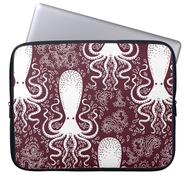 vintage Octopus mönster. Laptop Fodral (Framsidan)