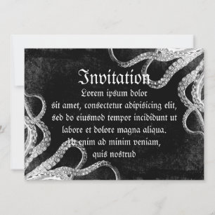 Vintage Octopus-Mörk Inbjudningar