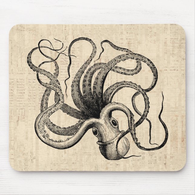 Vintage Octopus Mousepad Musmatta (Framsidan)