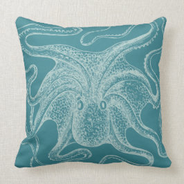 Vintage Octopus Nautical Teal Kudde