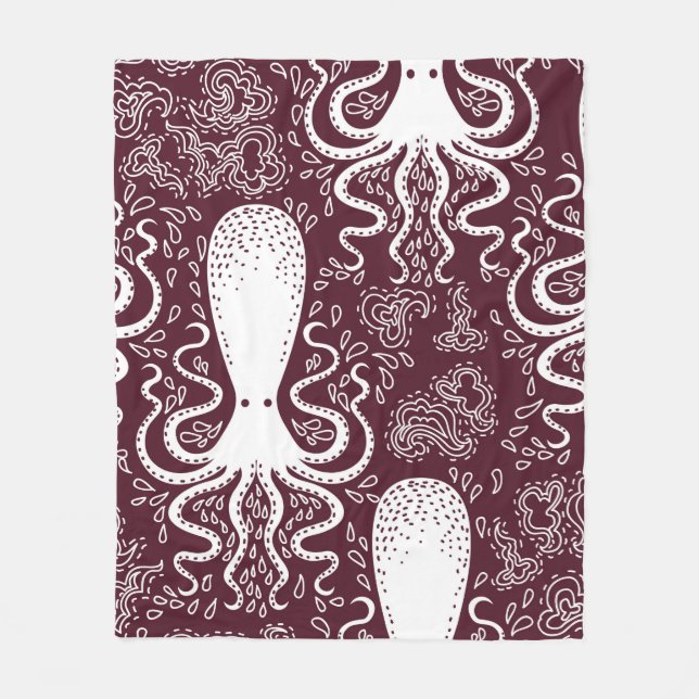 vintage Octopus pattern. Fleecefilt (Framsidan)