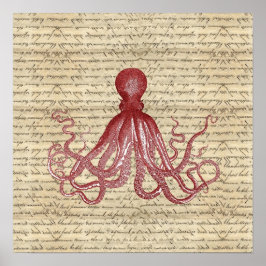 Vintage octopus poster