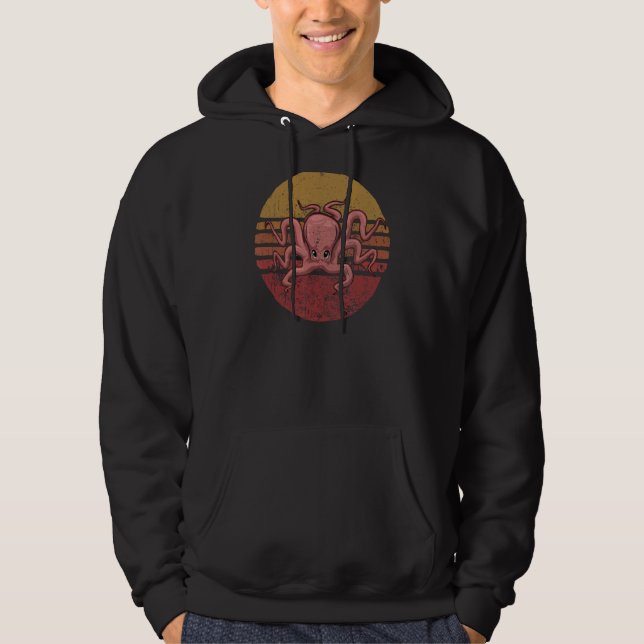 Vintage Octopus Retro Stil Octopus Hoodie (Framsida)