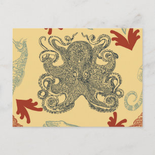 Vintage Octopus Sea Monster Vykort