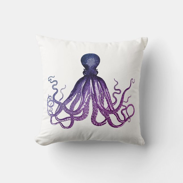 Vintage Octopus Sealife  Kudde (Framsida)