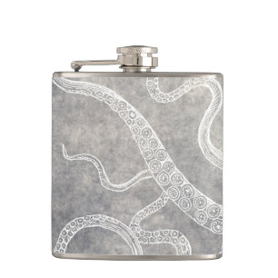 Vintage Octopus Silver Pewter Grått Watercolor Fickplunta