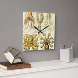 Vintage Octopus Squid Gamochonia av Ernst Haeckel Fyrkantig Klocka