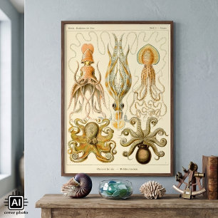 Vintage Octopus Squid Gamochonia av Ernst Haeckel Poster