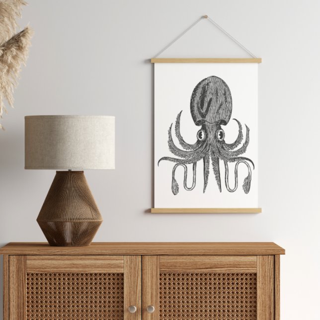 Vintage Octopus Teckning i Svartvitt Poster (Skapare uppladdad)