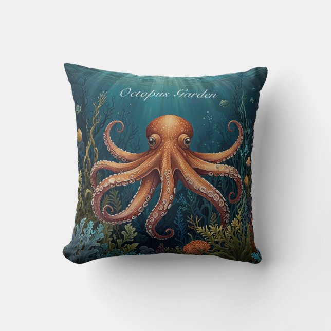 Vintage Octopus under havsbotten Kudde (Framsida)