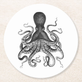 Vintage Octopus Underlägg Papper Rund