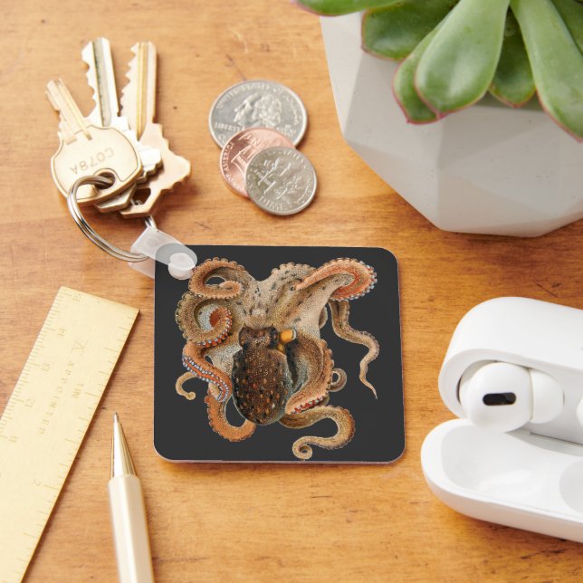 Vintage Octopus Vulgaris, marina levande djur Nyckelring (Skrivbord)
