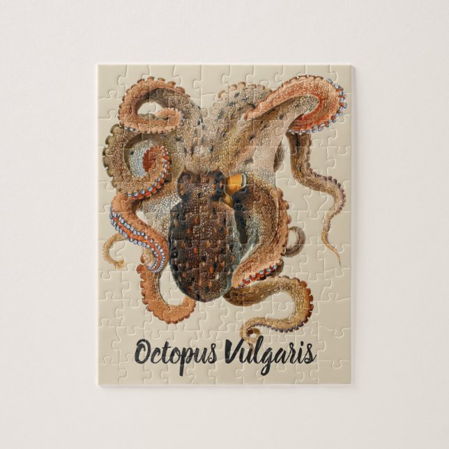 Vintage Octopus Vulgaris, marina livsformer Pussel (Vertikal)